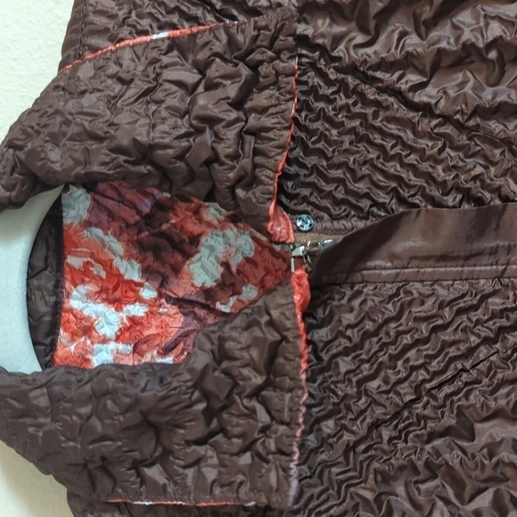 UBU Crinkle Reversible Zip Up Jacket Vintage Y2K Brown  Floral  Small - Picture 14 of 15